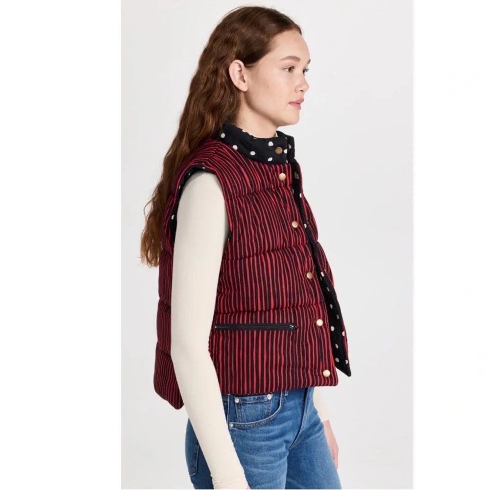 Clare V. Emile Black & White Scattered Polka Dot Vest - Picture 6 of 10